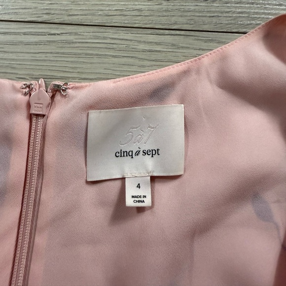 CINQ A SEPT Mateo Floral Ruffle 100% Silk Ruffle Dress in Pearl Blush - Picture 8 of 16